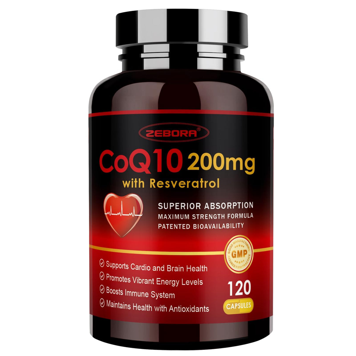 Capsules ZEBORA CoQ10 200mg en boîte vue de face