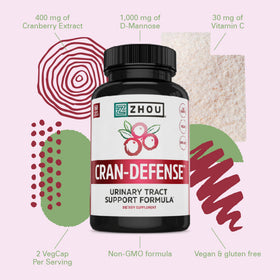 Capsules ZHOU Cran-Defense sur une surface en bois