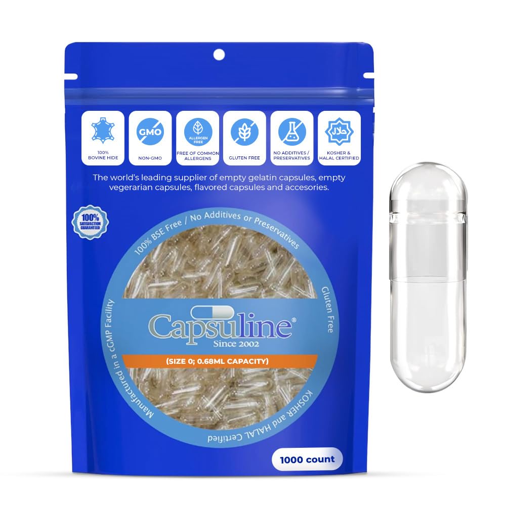 Capsuline Gélules Vides Taille 0 transparentes, vue de face