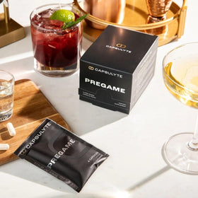 CAPSULYTE Pregame présentation avec verre d'eau
