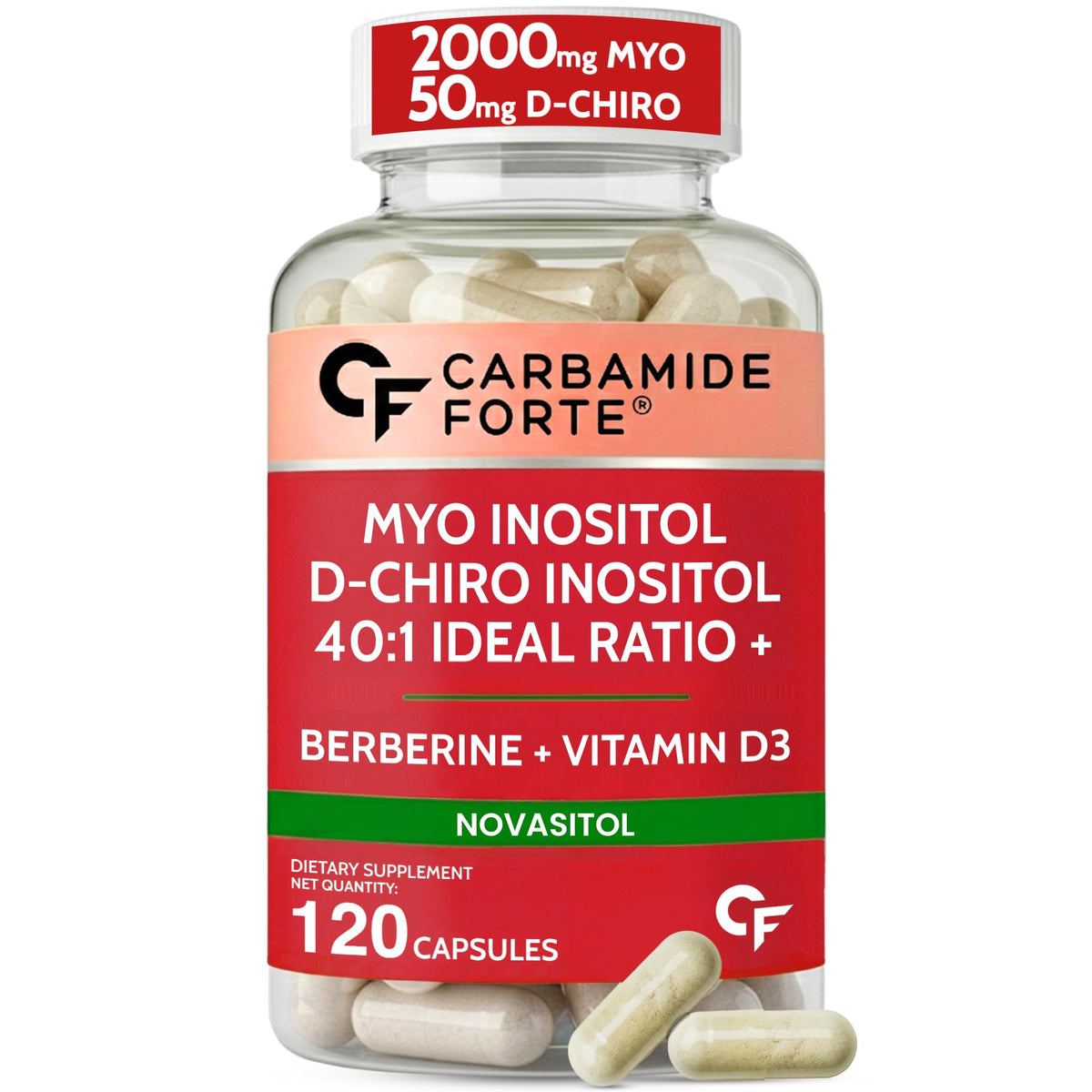 Carbamide Forte Myo Inositol & D Chiro Inositol 120 capsules vue de face
