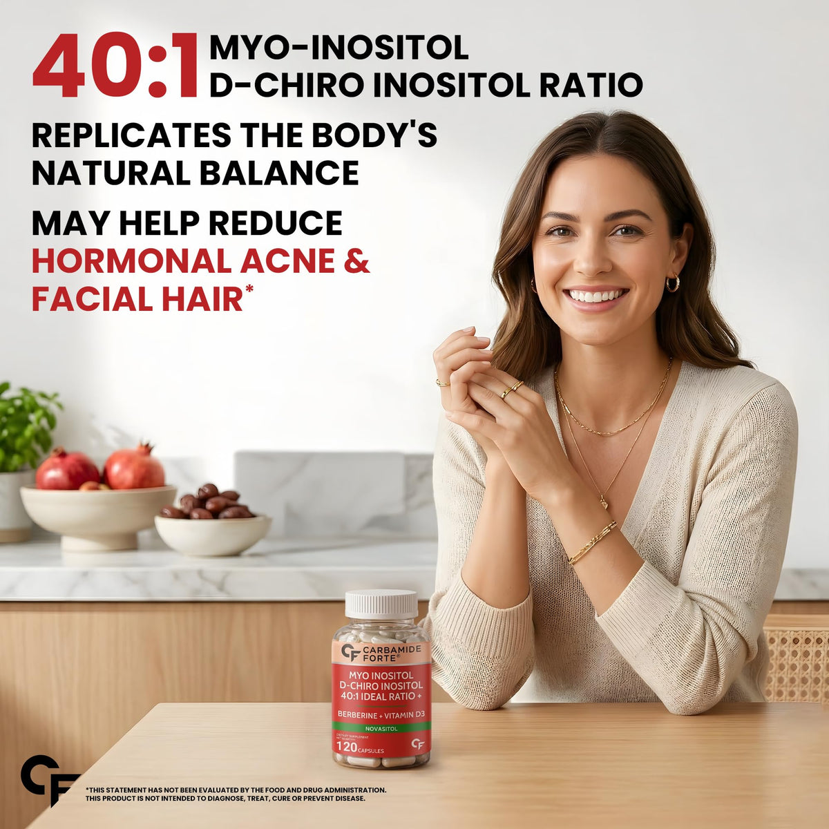 Carbamide Forte Myo Inositol & D Chiro Inositol vue arrière de l'emballage
