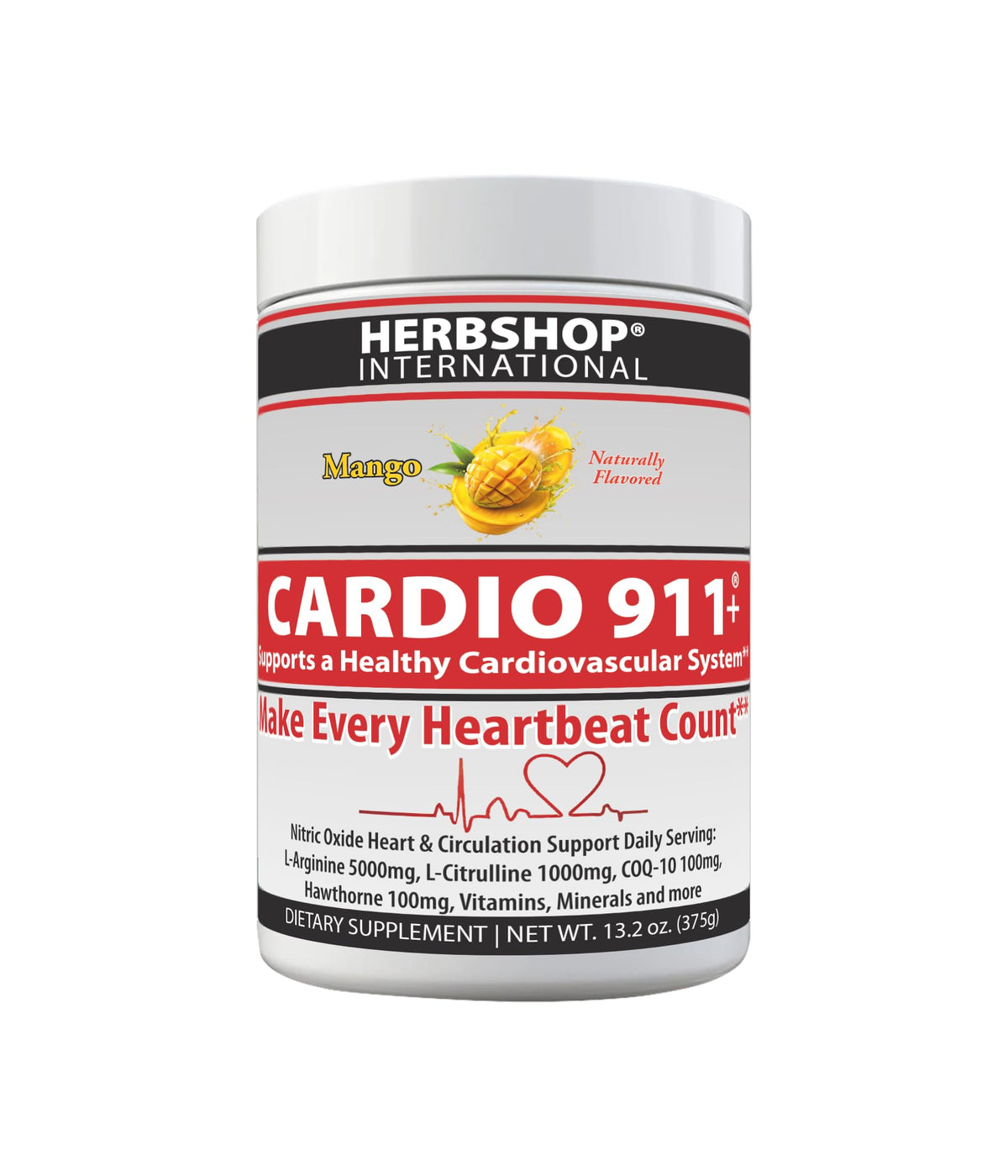 Cardio 911 Complément Alimentaire L-Arginine 5000mg Mangue vue de face