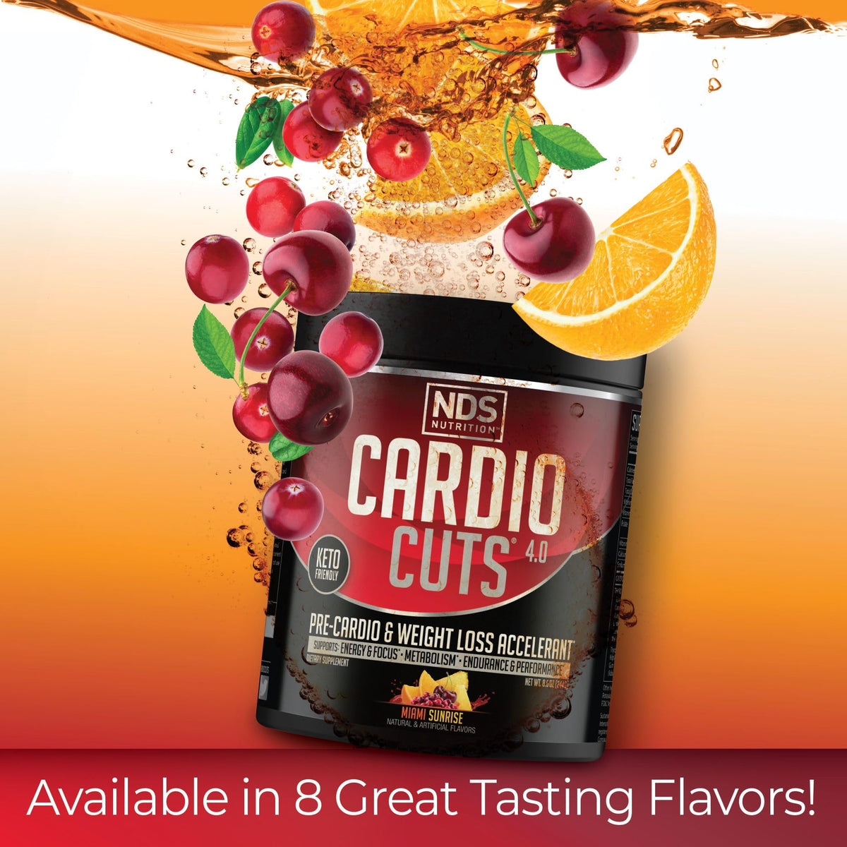 Cardio Cuts 40 Portions Saveur Miami Sunrise sur une table de cuisine