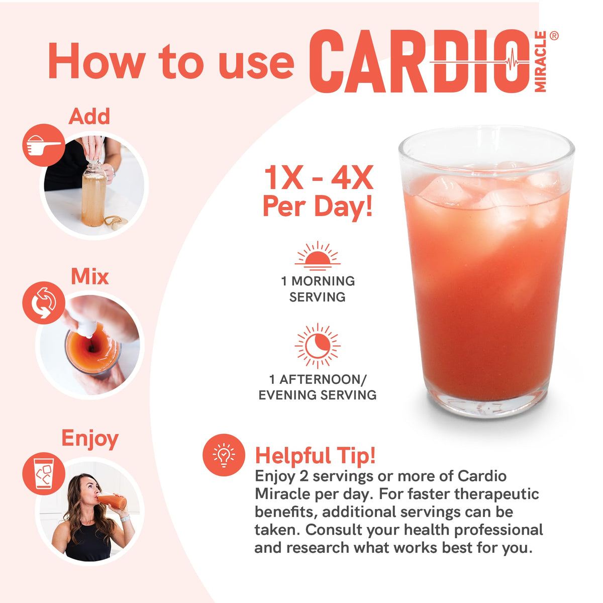 Cardio Miracle Complément Alimentaire 30-Pack L-Arginine avec des fruits