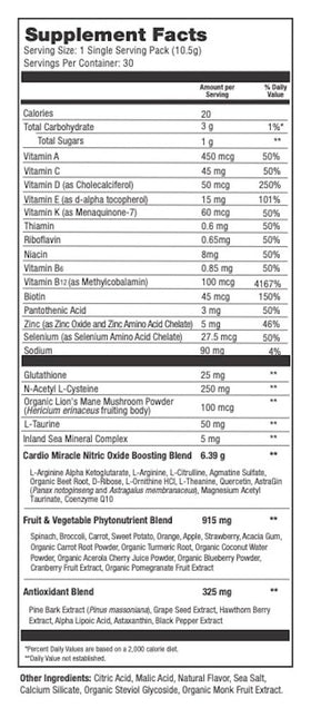 Cardio Miracle Complément Alimentaire 30-Pack L-Arginine sur une table