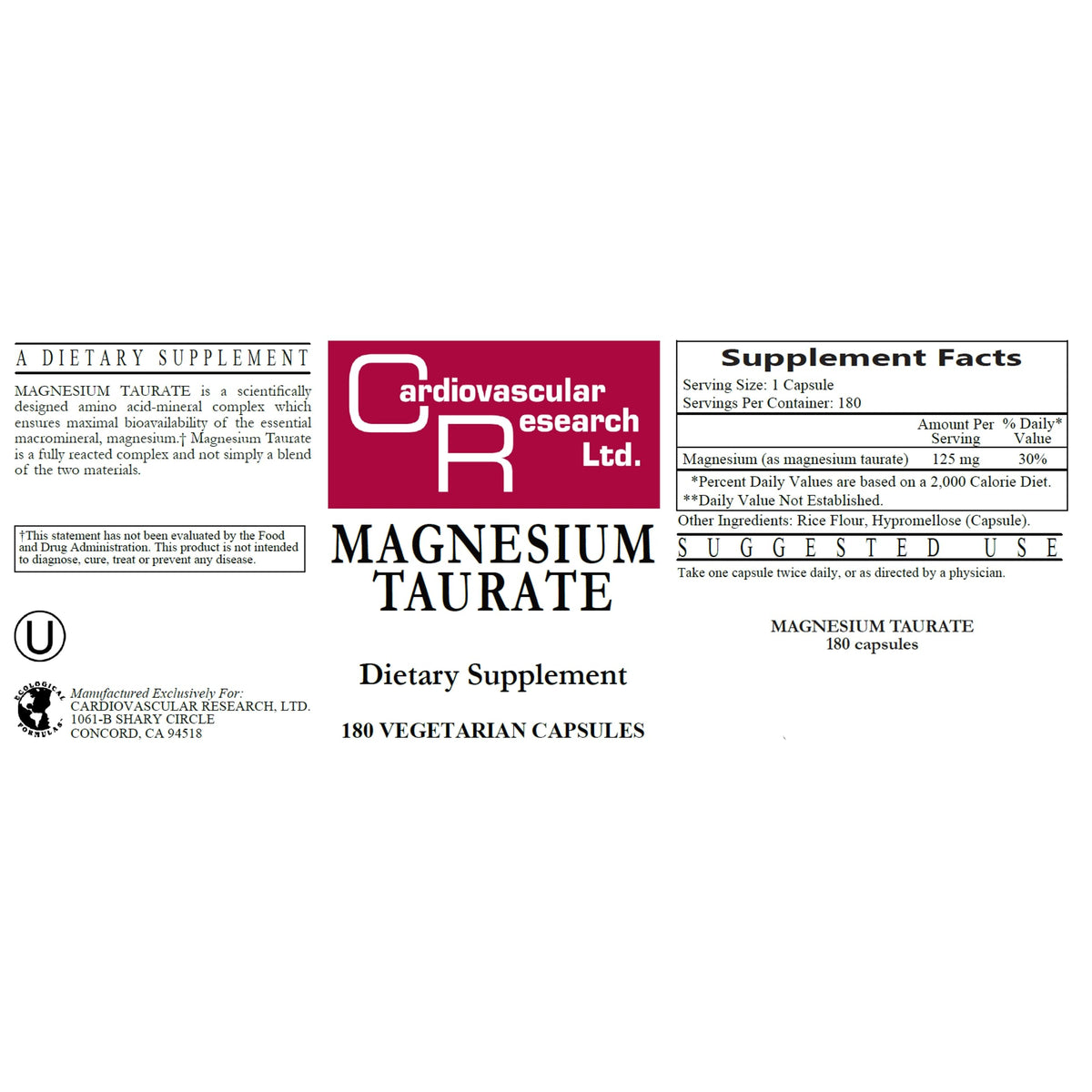 Cardiovascular Research Magnésium Taurate 125 mg capsule individuelle
