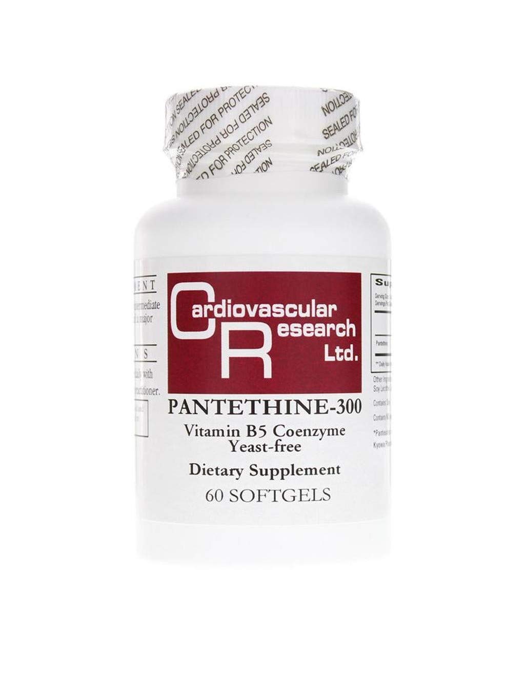 Cardiovascular Research Pantethine-300 Vitamine B5 60 gélules, boîte blanche