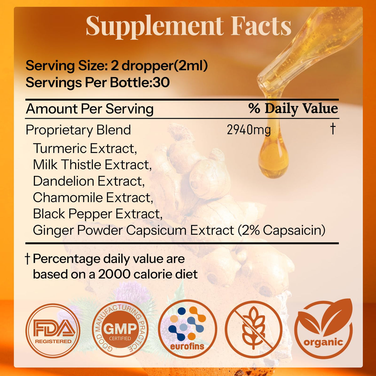 CareGem Gouttes Liquides Curcuma Curcumine 600mg sur un fond neutre