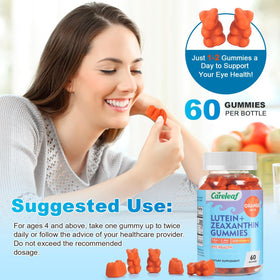careleaf Gummies Luteine à côté de fruits oranges