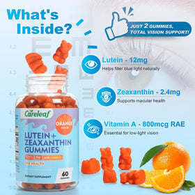 careleaf Gummies Luteine en gros plan avec texture