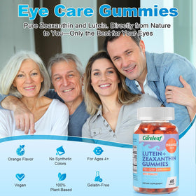 careleaf Gummies Luteine goût orange sur une table