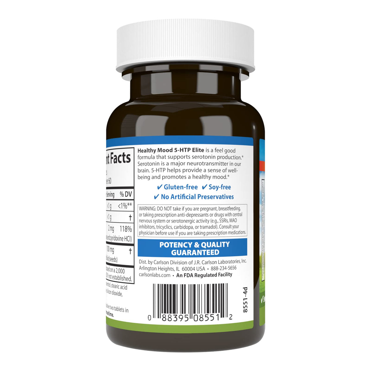 Carlson 5-HTP Elite 100 mg Chewables côté packaging