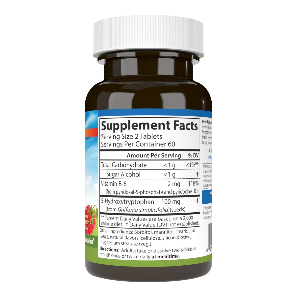 Carlson 5-HTP Elite Chewables tablettes à croquer goût framboise