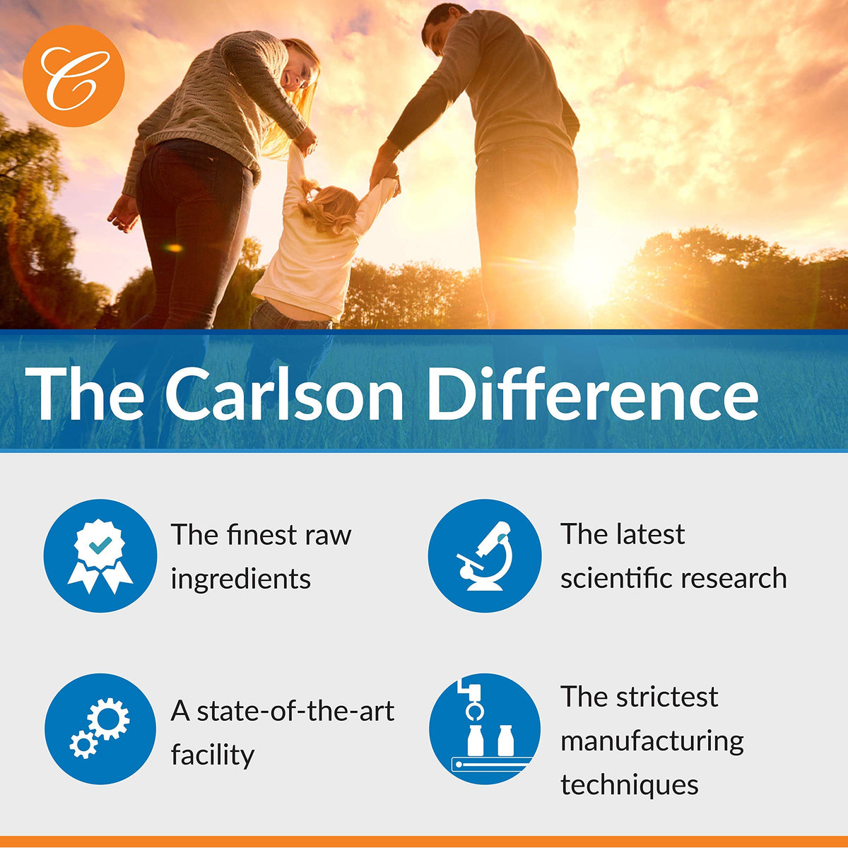 Carlson ACES, gélules de vitamines A, C, E et sélénium, vue de côté