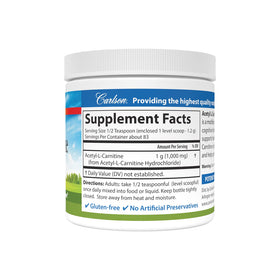 Carlson Acetyl L-Carnitine Poudre 1 g 100 g arrière vue
