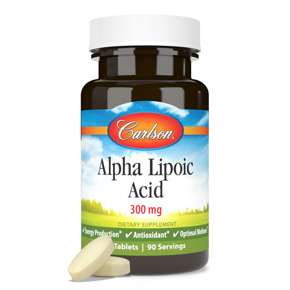 Carlson Acide Alpha-Lipoïque 300 mg comprimés avec verre d'eau