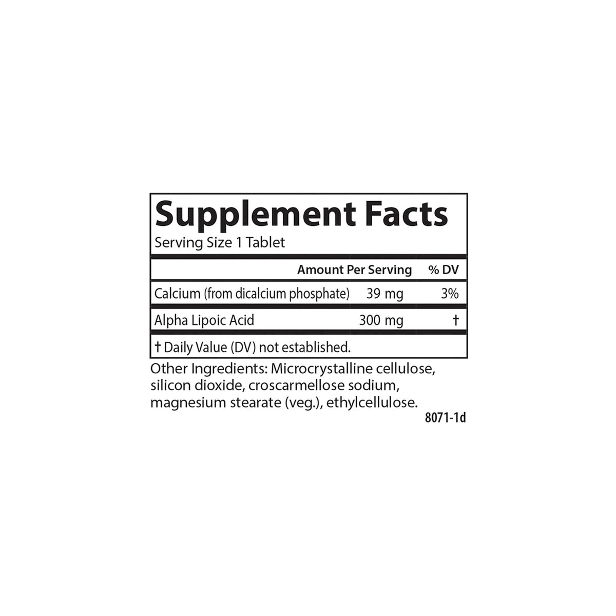 Carlson Acide Alpha-Lipoïque 300 mg comprimés sur table