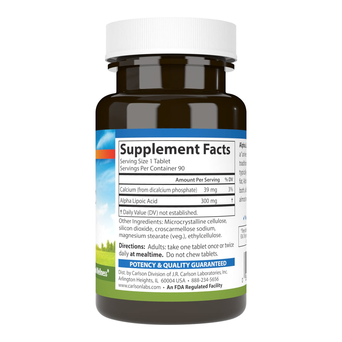Carlson Acide Alpha-Lipoïque 300 mg tablette arrière