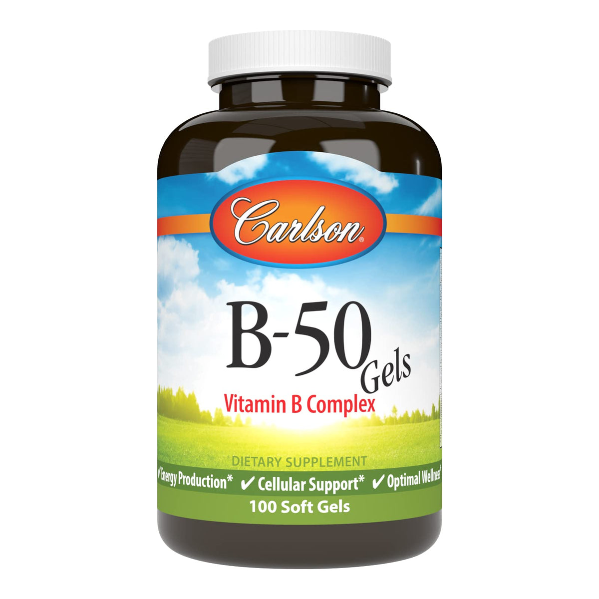 Carlson B-50 Gels complexe de vitamines B 100 gélules vue avant
