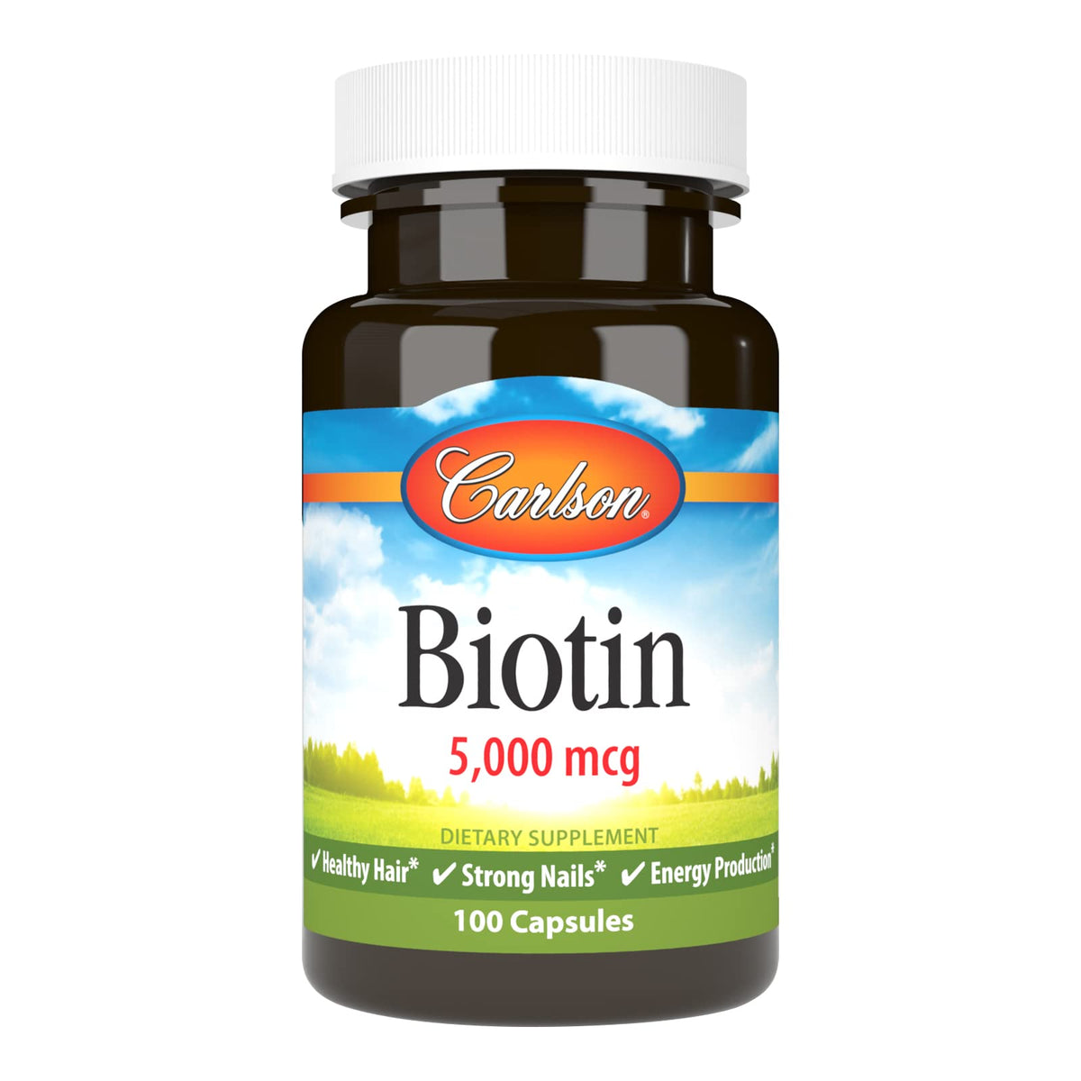 Carlson Biotin 5000 mcg capsules vue de l'avant