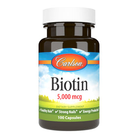 Carlson Biotin 5000 mcg capsules vue de l'avant