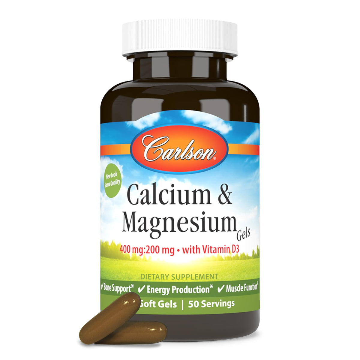 Carlson Calcium et Magnésium 200 mg devant de l'emballage