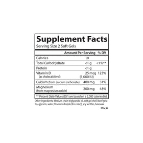 Carlson Calcium et Magnésium 250 Gélules, dos du produit