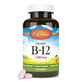 Carlson Chewable B-12 1000 mcg comprimés à mâcher au citron, vue latérale