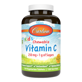Carlson Complément Alimentaire Vitamine C 250 mg 120 Comprimés à Mâcher - Vue de l'emballage