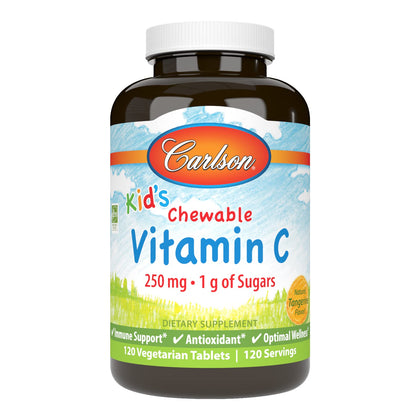 Carlson Complément Alimentaire Vitamine C 250 mg 120 Comprimés à Mâcher - Vue de l'emballage