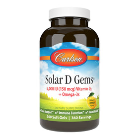 Carlson D Gems Vitamine D3 6000 IU gélules au citron, vue avant