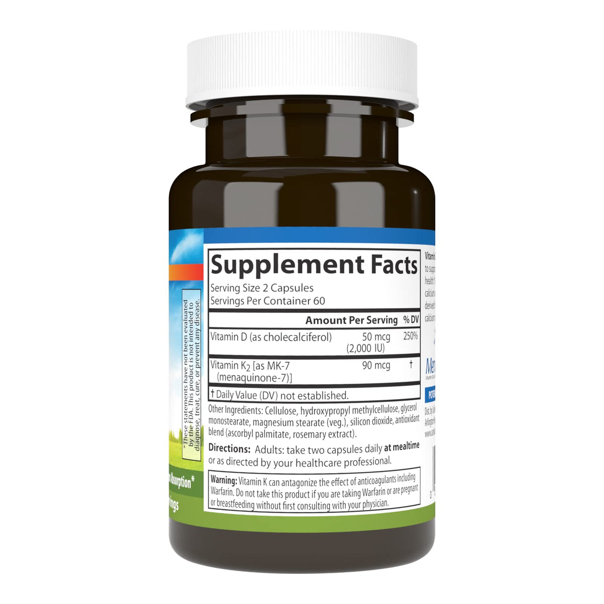 Carlson D3 + K2 50 mcg 120 Capsules avec étiquette
