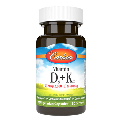 Carlson D3 + K2 60 capsules vue de face