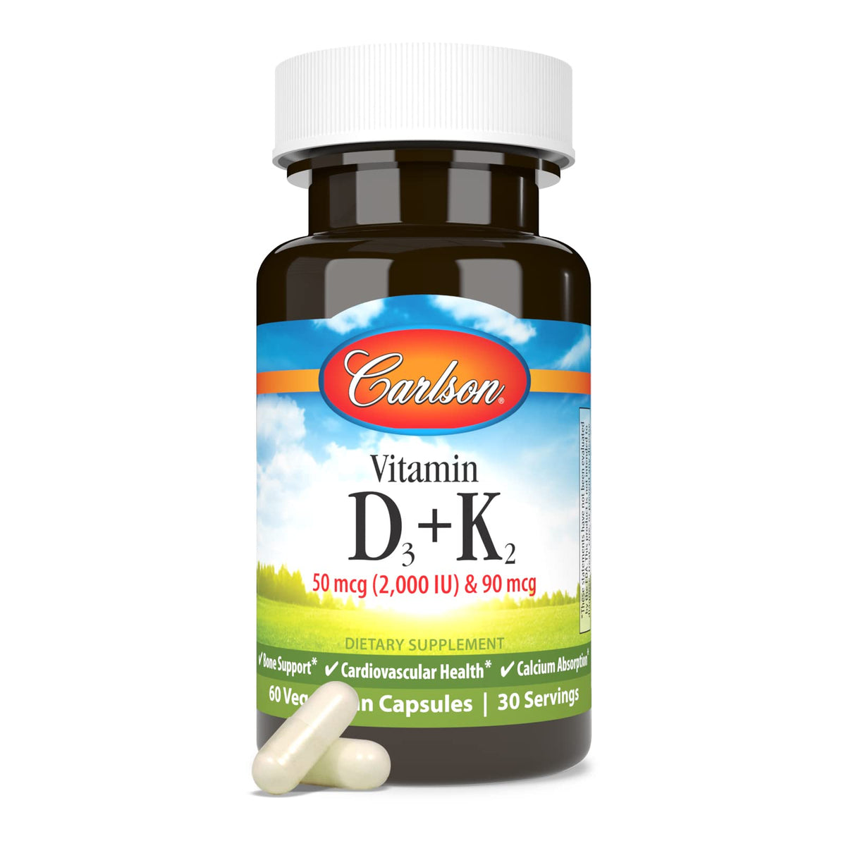 Carlson D3 + K2 capsules ouvertes montrant les gélules