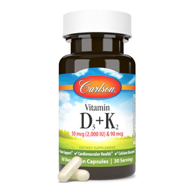 Carlson D3 + K2 capsules ouvertes montrant les gélules