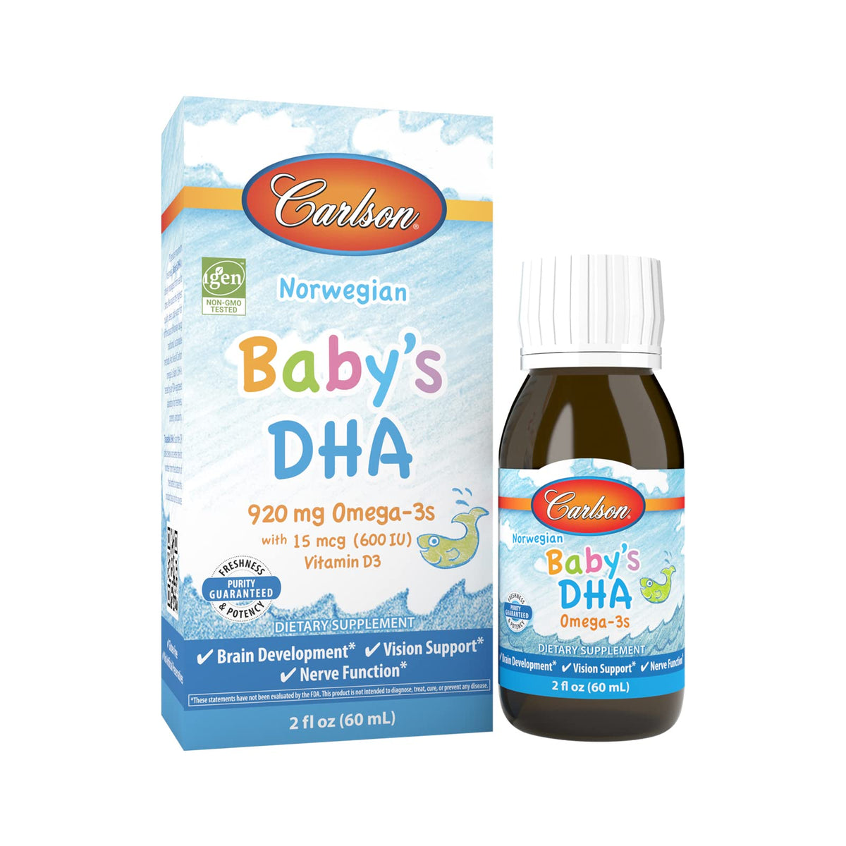 Carlson DHA Liquide pour Bébés 60 mL flacon avant
