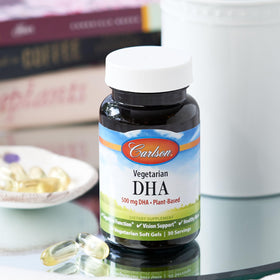Carlson DHA Végétalien 570 mg gélules ouvertes