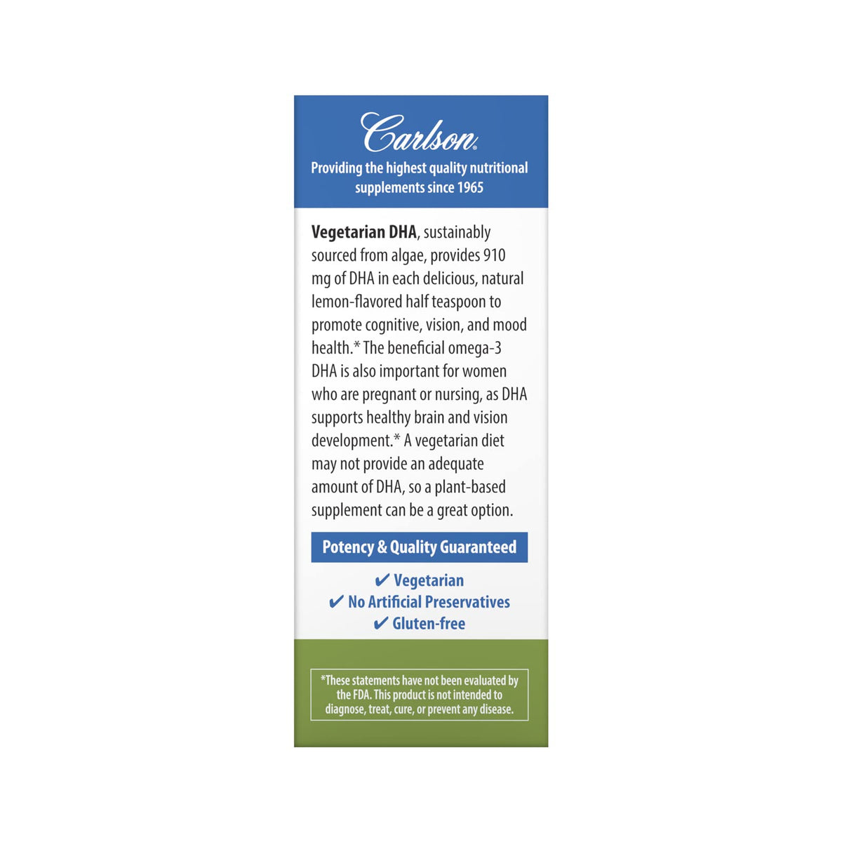 Carlson DHA Végétarien 60 mL avec cuillère doseuse
