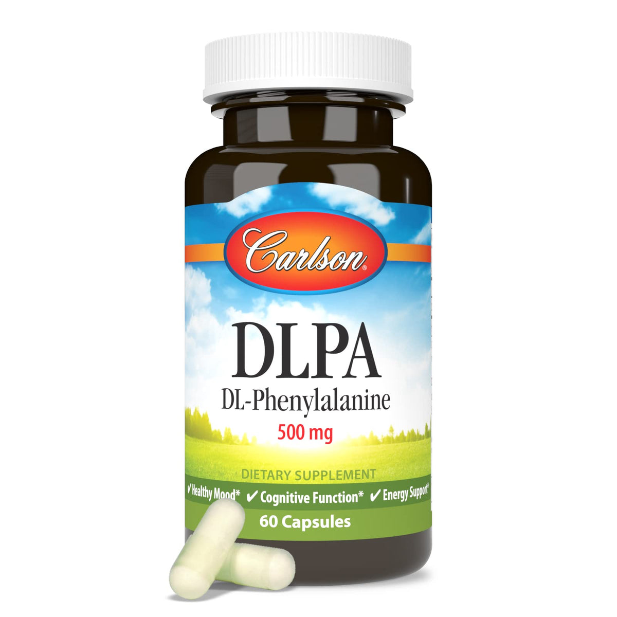 Carlson DLPA capsules on a wooden table