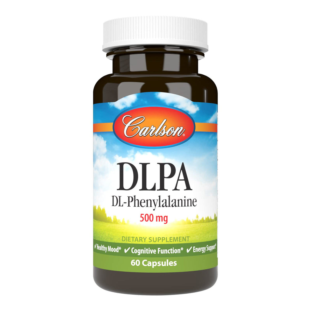 Carlson DLPA DL-Phenylalanine 500 mg capsules front view