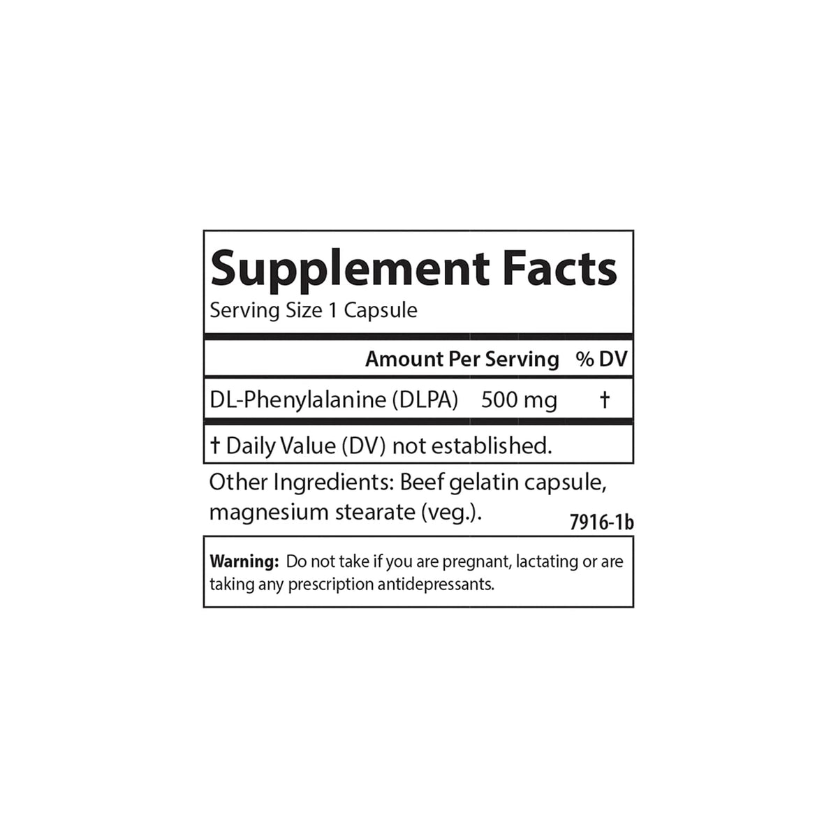 Carlson DLPA DL-Phenylalanine product label