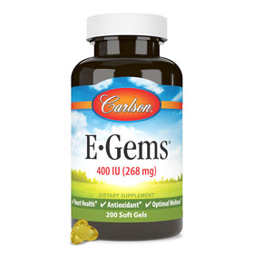Carlson E-Gems 400 IU 200 gélules molles, vue de face