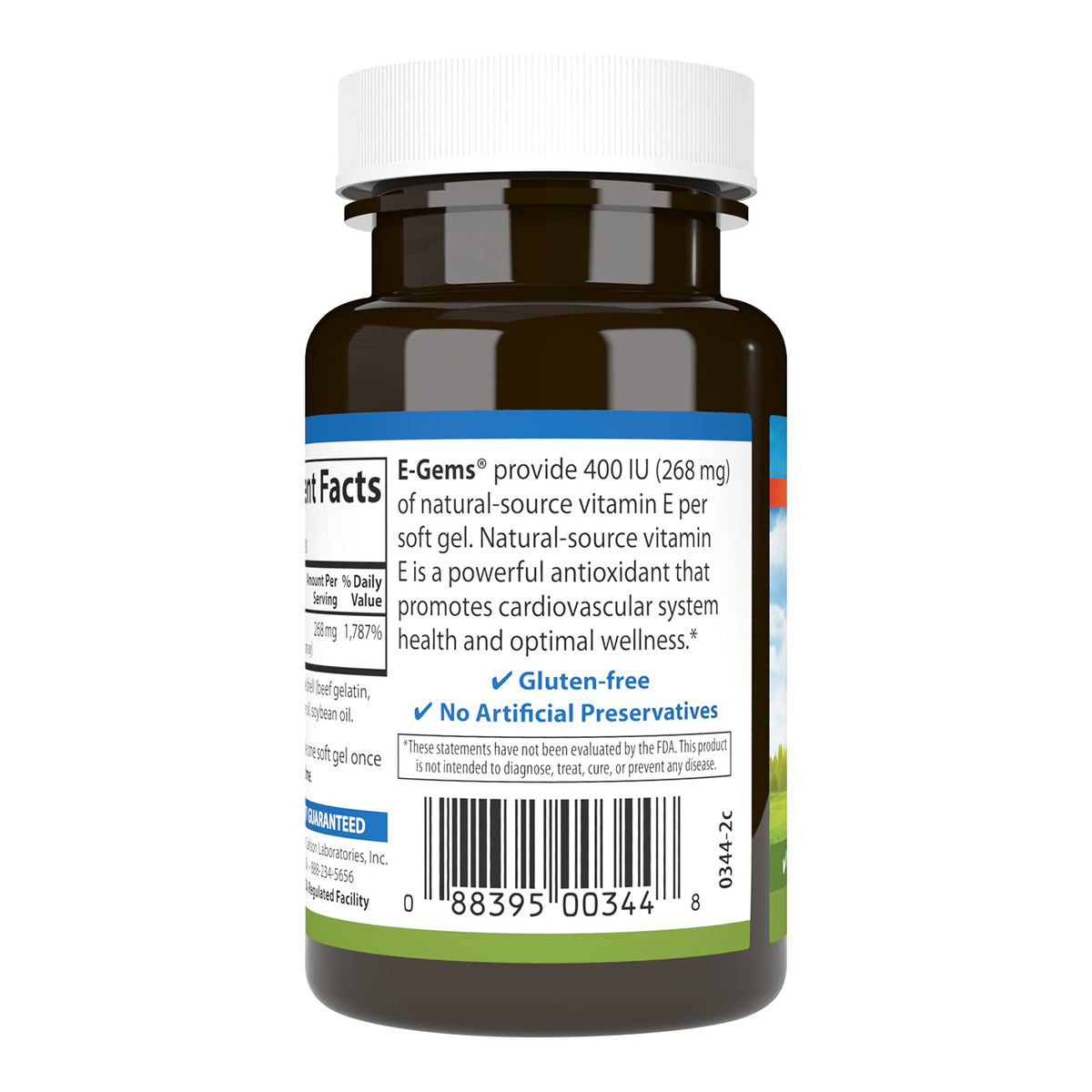 Carlson E-Gems 400 IU Vitamine E gélules molles près de l'open cap