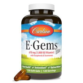 Carlson E-Gems Elite gélules souples de vitamine E, boîte de 120 gélules
