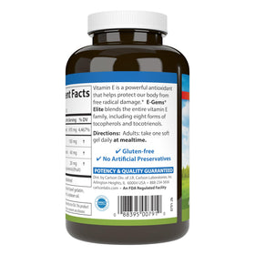 Carlson E-Gems Elite gélules souples de vitamine E, détails de l'emballage