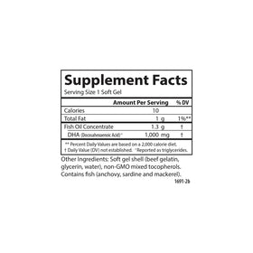 Carlson Elite DHA Gems 1000 mg, étiquette de la bouteille