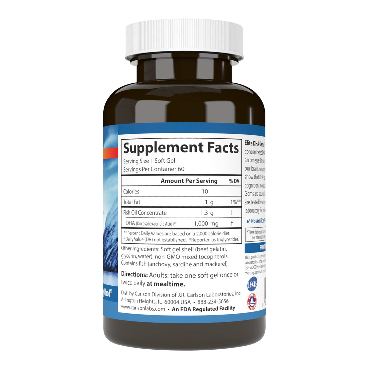 Carlson Elite DHA Gems 1000 mg gélules souples, bouteille ouverte