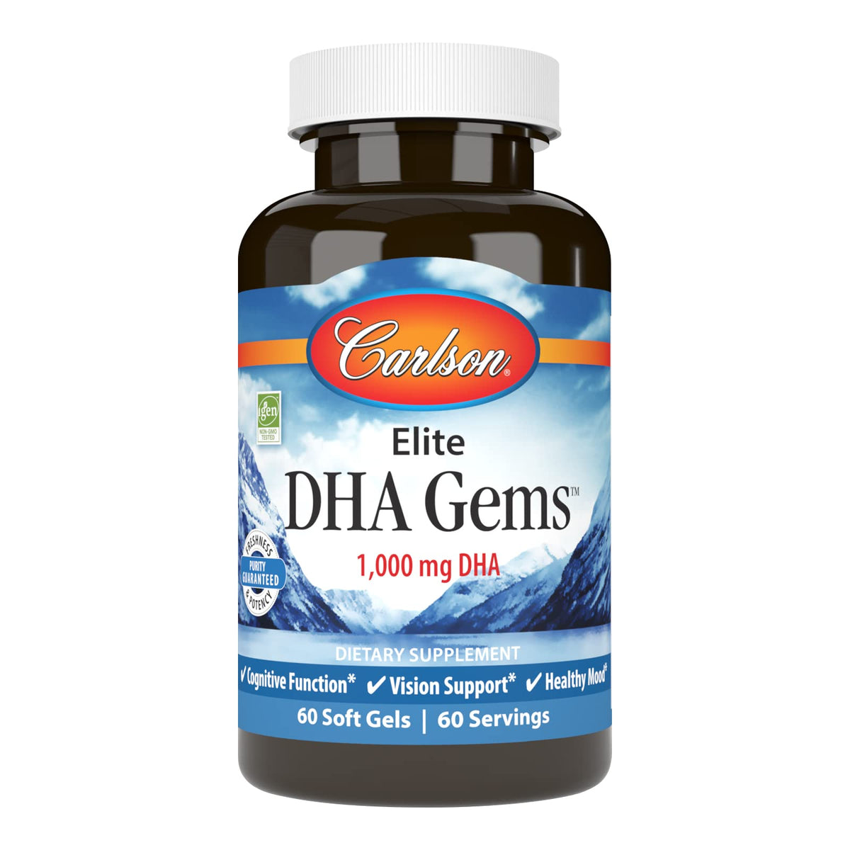 Carlson Elite DHA Gems 1000 mg gélules souples, vue de l'avant
