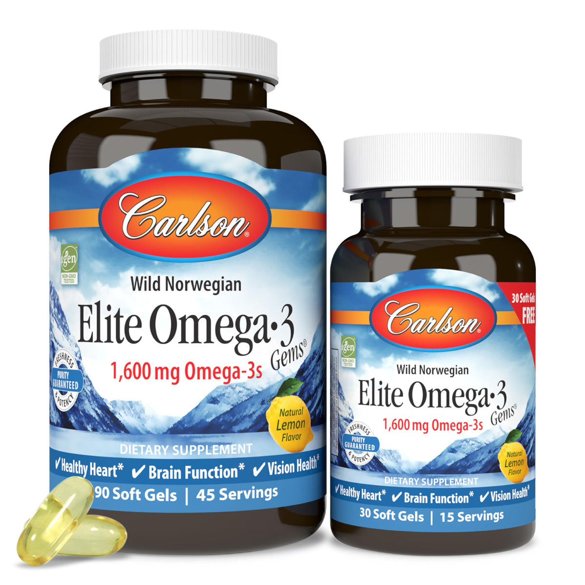 Carlson Elite Omega-3 Gems 1600 mg boite vue de face